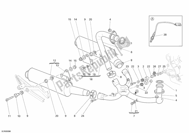 Tutte le parti per il Impianto Di Scarico del Ducati Monster 695 USA 2008